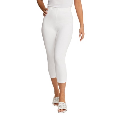 Jessica London Women's Plus Size Everyday Stretch Cotton Capri Legging -  14/16, White : Target