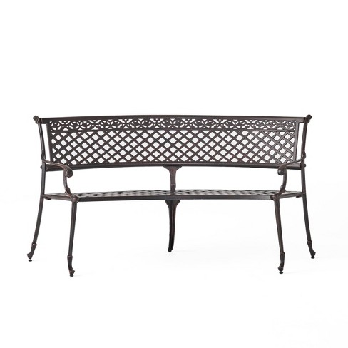 Sebastian Cast Aluminum Patio Sector Bench - Shiny Copper - Christopher Knight Home - image 1 of 4