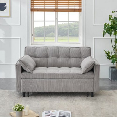 CAVINAS Futon Sofa Couch Pullout Bed, 3 in 1 Convertible Sleeper Sofa Bed, Loveseat Sofa,  Couches for Living Room with Backrest, Toss Pillow, Pocket