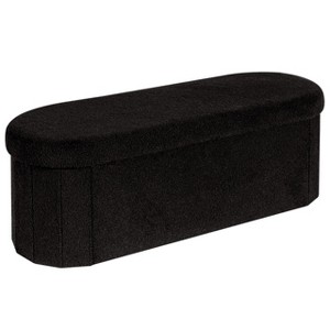 Aoibox Tufted Oval Storage Ottoman Bench with Folding Design, Soft Velvet Foot Rest & Toy Chest for Living Room, Bedroom - 1 of 4