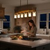 BAOURE 3-Light Farmhouse Wood Chandelier - 19.69" Rustic Rectangular Pendant Light - Black with Seed Glass Shades for Kitchen Islands & Dining - 2 of 4
