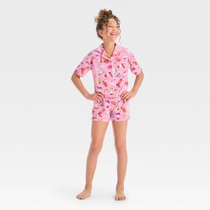 Girls' Short Sleeve Button-Up Pajama Set - art class™ - 1 of 4