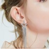 Women’s Tassel Earrings Star Ear Stud Pave Crystal Dangle Earrings Boho Waterfall Beaded Fringe Drop Earring - 2 of 4