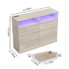 Dresser for Bedroom with 6 Drawers, Modern Chest Featuring LED Lights and Charging Station, Spacious Storage Cabinet with Open Space - 2 of 4