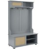 Vynxaria Hall Tree Storage Bench - 4-in-1 Shoe Rack with Rattan Doors, Gray Finish, 40.16"W x 18.58"D x 64.17"H - 3 of 4