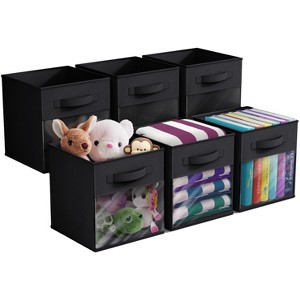Sorbus 11 Inch 6 Pack Collapsible Fabric Storage Bins with Clear Window - for Organizing Clothes, Toys, Books, Shelves, Closets & more - 1 of 4