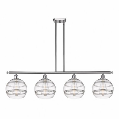 Rochester - 4 Light Stem Hung Island In Industrial Style-12.13 Inches Tall and 48.25 Inches Wide