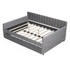 Sapphtopaz Daybed with Velvet Fabric Upholstered Bed Frame with Striped Arm and Slat Support for Apartment, Bedroom - 4 of 4