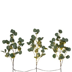 Nearly Natural 23-in Pre-Lit 36 LED Artificial Eucalyptus Branch Stems - Set of 3 - 1 of 3