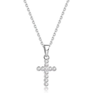 Clotth Sterling Silver Cross Necklace for Women - 925 Silver Choker with Cubic Zirconia,Faith-Based Accessory for Wedding,Birthday - 1 of 4