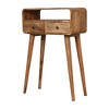 Solid Wood Scandinavian Legs 2-Drawer Mini Curved Console Table with Open Slot - 4 of 4