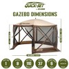 CLAM Quick-Set Escape 11.5 x 11.5 Ft Portable Pop-Up Outdoor Camping Screen Tent 6-Sided Canopy Shelter w/ Carry Bag & 6 Sun and Wind Panels, Brown - 3 of 4