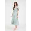 August Sky Women's Front Tie Flutter Sleeve Tiered Midi Dress - 3 of 4