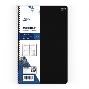 APEX 2025 Weekly Planner and Calendar - 1 Week Per 2-page Spread, 3 X 6 Inches, 3 Assorted Colors (48 Packs) - 1 of 4