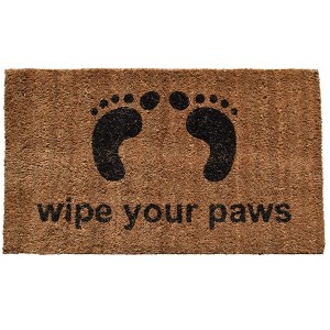 HomeRoots 18" X 30" Brown and Black Coir Wipe Your Paws Outdoor Door Mat - 1 of 4