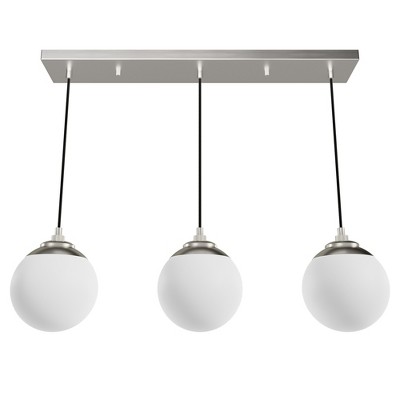 3-Light Hepburn Cased White Glass Linear Pendant Cluster Ceiling Light - Hunter Fan