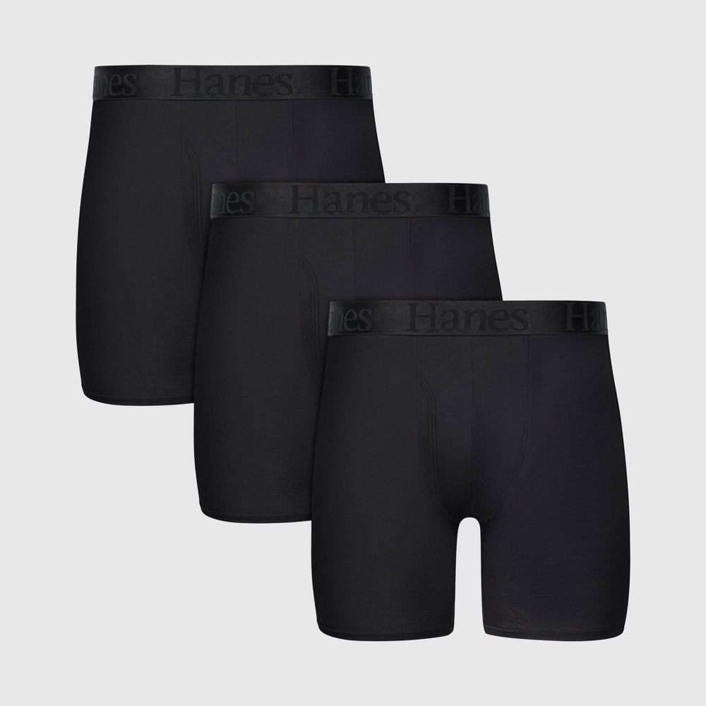 Hanes Originals Premium Men's Super Soft 3pk Boxer Briefs - Black S