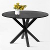 39" Round Dining Table with Metal Pedestal Base, Modern Mid-Century Table for 4-6 People, Small Space Kitchen or Dining Room Use-Maison Boucle - 3 of 4