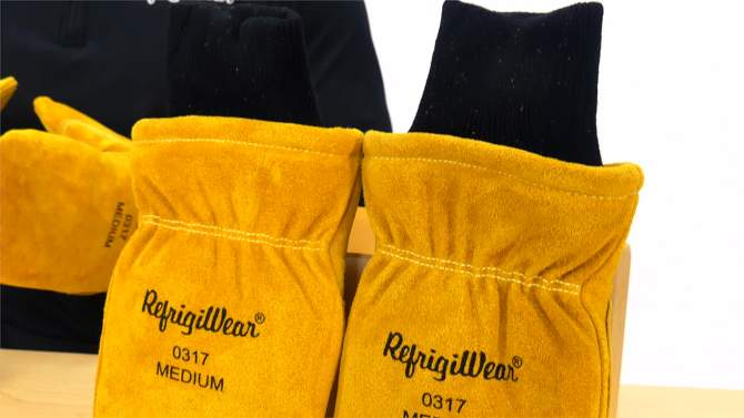 RefrigiWear Warm Fleece Lined Fiberfill Insulated Cowhide Leather Mitten Gloves, 2 of 7, play video