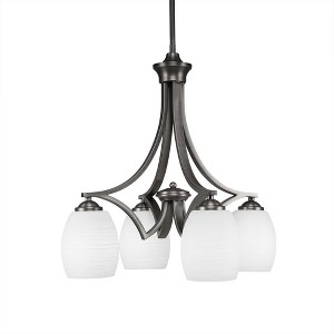 Toltec Lighting Zilo 4 - Light Chandelier in  Graphite with 5" White Linen  Shade - 1 of 1