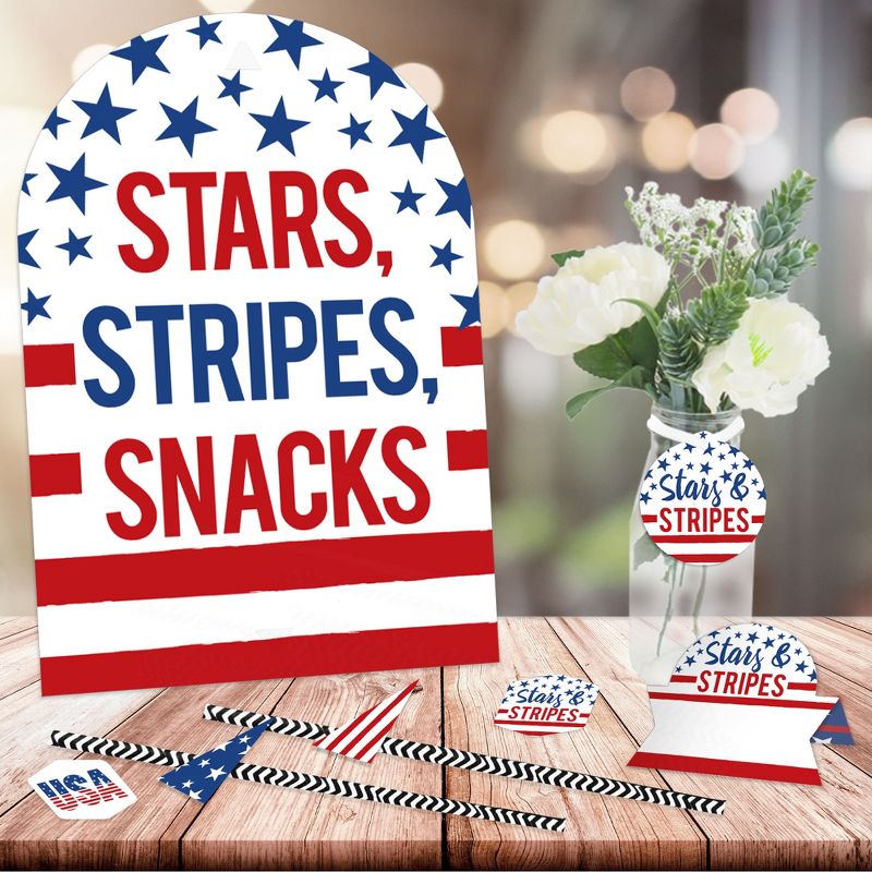 Big Dot of Happiness Stars & Stripes - DIY Patriotic Party Signs - Snack Bar Decorations Kit - 50 Pieces, 3 of 11