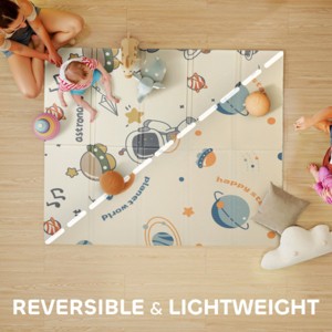 TopComfy Baby Playmats Kids Foldable Galactic Play Mat Cosmic Patterns Water Resistant Wipe Clean for Bedroom, Multicolored, 69.69"*57.48"*0.63" - 1 of 4
