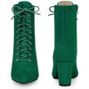 Perphy Women's Pointy Toe Lace Up Block Heel Ankle Boots - 2 of 4