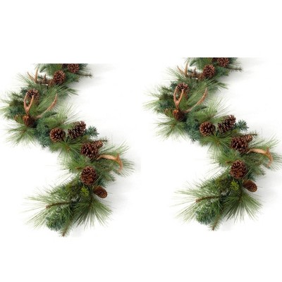 Sullivans 6' Artificial Pine and Antler Garland, Set of 2, Green