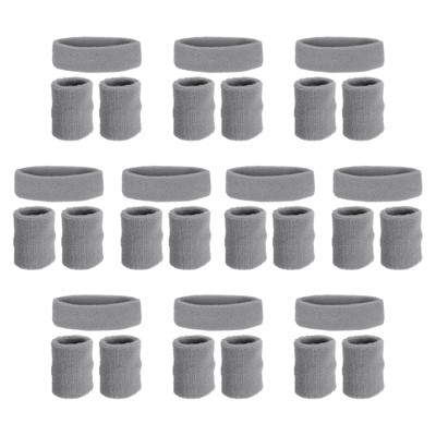 Unique Bargains Terry Cloth Sports Athletic Gym Headband Wristband Sweatband 10 Sets