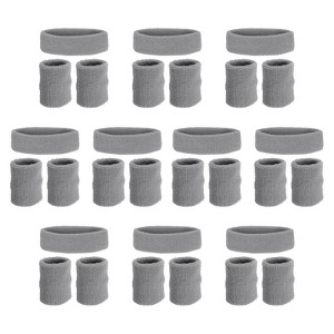 Unique Bargains Terry Cloth Sports Athletic Gym Headband Wristband Sweatband 10 Sets - 1 of 4