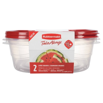 Rubbermaid TakeAlong 11.7 Cup Plastic 2pk Large Square Food Storage Container Clear: Microwave & Freezer Safe