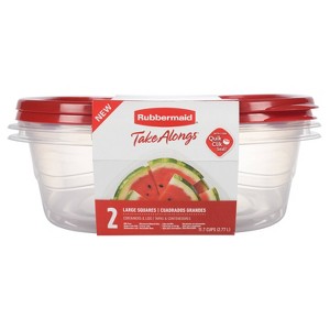 Rubbermaid TakeAlong 11.7 Cup Plastic 2pk Large Square Food Storage Container Clear: BPA-Free, Microwave & Freezer Safe - 1 of 4