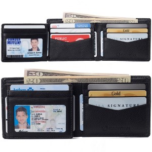 Alpine Swiss Mens Wallet for Men RFID Protected Leather Mens Wallet Spencer Bifold Divided Bill Section Gift Box 2 ID Windows 14 Card Storage Pockets - 1 of 4