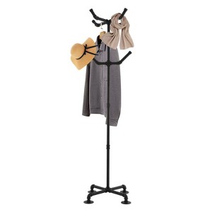 YIYIBYUS Industrial Coat Rack, Metal Pipe Coat Rack Stand Freestanding with 6 Hooks for Entryway, Hallway, Bedroom - 1 of 4