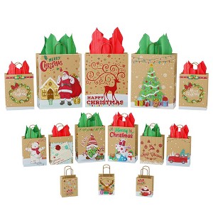 Presence 56 PCS Christmas Colorful Cartoon Kraft paper bag - 1 of 4