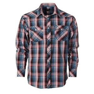 Gioberti Men's Western Plaid Long Sleeve Shirt with Pearl Snap-on - 1 of 3
