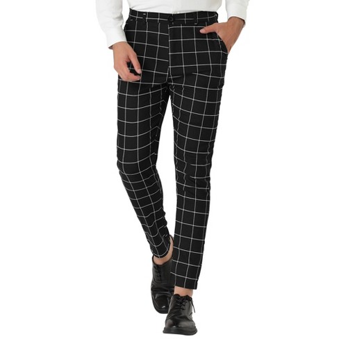 Black & White Plaid Pants With Detachable Chain Plus Size