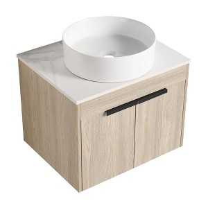 ChicFurnit Bathroom Vanities 24 Inch Floating Vanity with Ceramic Basin Soft Close Door for Bathroom, Beige, 23.6"*18.9"*23" - 1 of 4