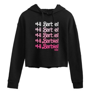 Women's - Barbie - Hi Barbie Stacked Cropped Graphic Hoodie - 1 of 3