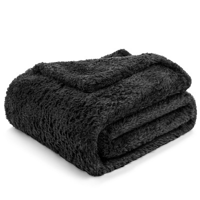 Black Twin Sherpa Fleece Machine Washable Blanket