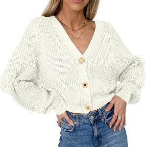 KOJOOIN Women's Crochet Cardigan Lightweight Long Sleeve Hollow Out Kint Outwear Sweater - 1 of 4
