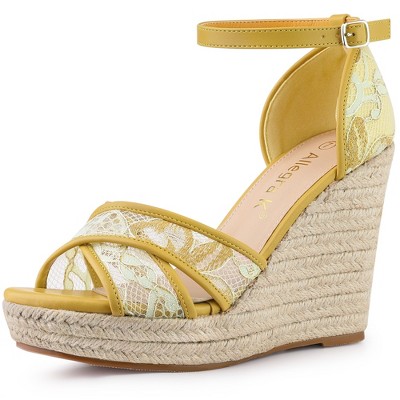 Allegra K Women's Ankle Strap Espadrille Wedge Heel Sandals