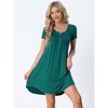 cheibear Women's Soft Front Button Short Sleeve Sleepwear Lounge Nightgown with Pockets - 2 of 4