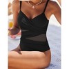 AI'MAGE Women's One Piece Swimsuit 2025 V Neck Ruched Mesh Bathing Suit Tummy Control Slimming Swimwear S-XXL - 2 of 3