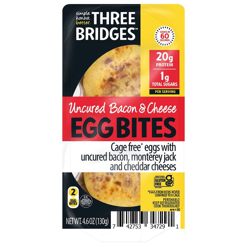 Three Bridges Uncured Bacon &#38; Cheese Egg Bites - 4.6oz/2ct, 1 of 5