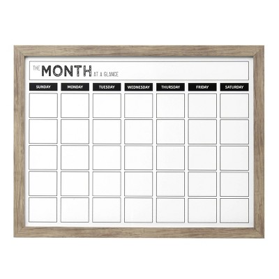 27" x 21" Gray Woodgrain Framed Monthly Day Planning Dry Erase Calendar - Sheffield Home