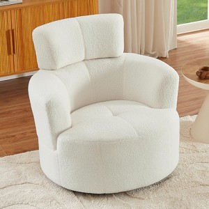 KTMBDW Swivel Accent Barrel Chair, Upholstered Fabric Club Chair, Barrel Chair Armchair with Adjustable Headrest, Suitable for Living Room - 1 of 4