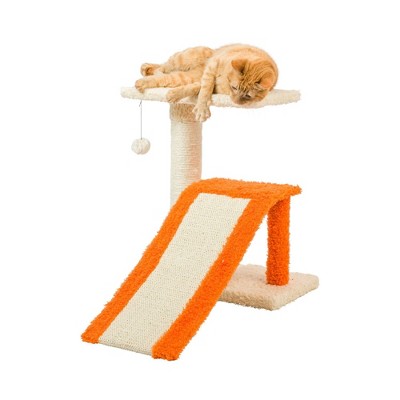 Small Beige and Orange Sisal Carpet Cat Scratcher with Ramp