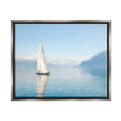 Stupell Industries Blue Ocean Sailboat Sea ReflectionFloater Canvas Wall Art
