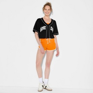 Women's Game Day Cropped Elbow Sleeve V-Neck Athletic Jersey - Wild Fable™ - 1 of 3